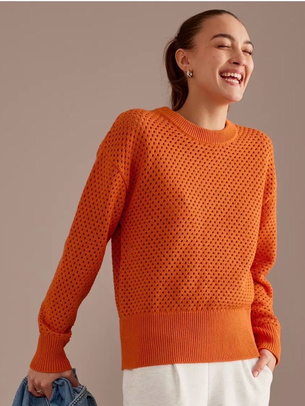 Anthropologie Varley Hester Knit Crewneck Open Knit Jumper Size X-Small